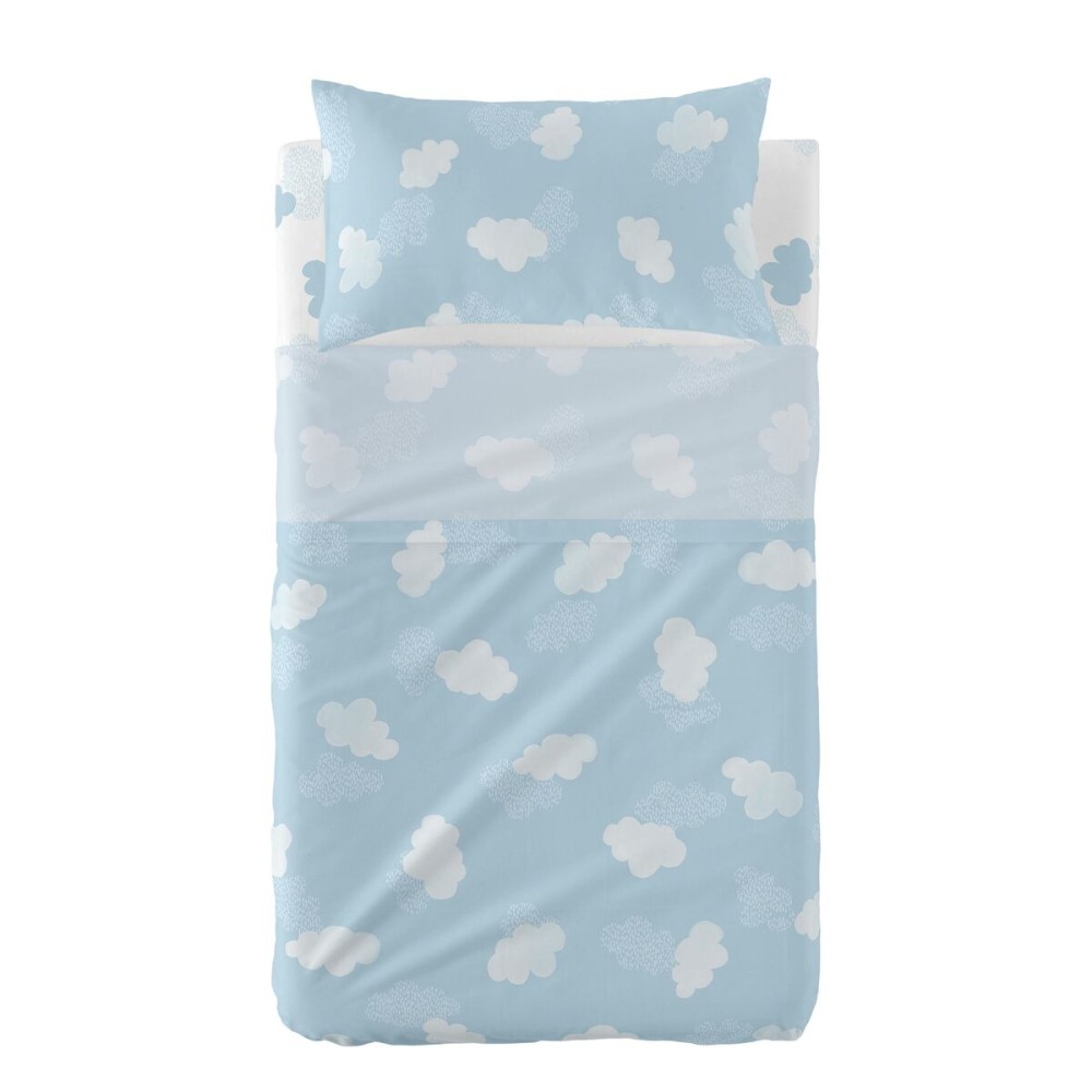 Bedding set HappyFriday Basic Kids Clouds Blue Baby Crib 2 Pieces