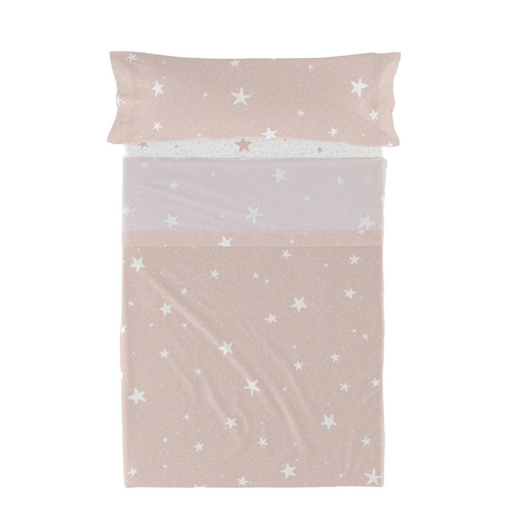 Jeu de draps HappyFriday Basic Kids Little star Rose Lit 1 persone 2 Pièces