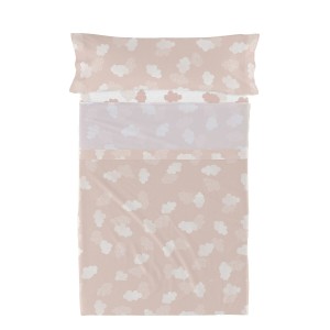 Jeu de draps HappyFriday Basic Kids Clouds Rose Lit 1 persone 2 Pièces