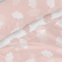 Jeu de draps HappyFriday Basic Kids Clouds Rose Lit 1 persone 2 Pièces