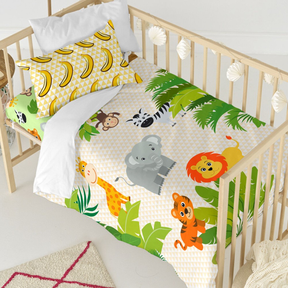 Duvet cover set HappyFriday Mr Fox Wild Multicolour Baby Crib 2 Pieces