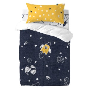 Duvet cover set HappyFriday Mr Fox Starspace  Multicolour Baby Crib 2 Pieces