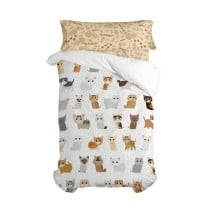 Duvet cover set HappyFriday Mr Fox Cats Multicolour Single 2 Pieces