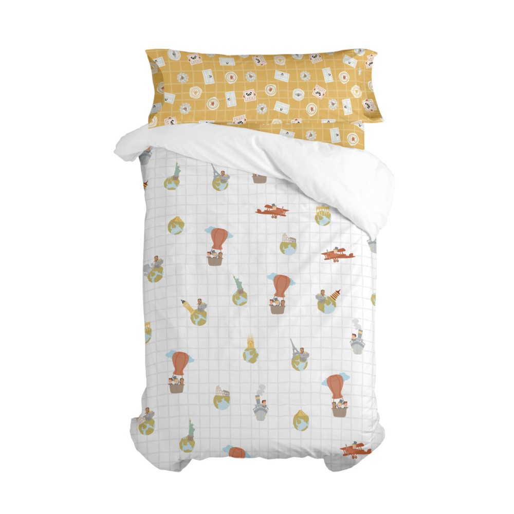 Parure de couette HappyFriday Mr Fox World trip Multicouleur Lit 1 persone 2 Pièces