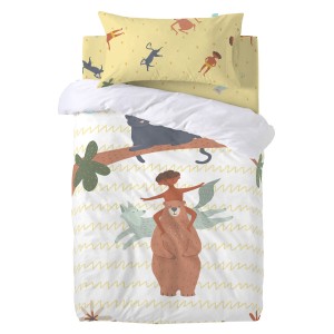 Parure de couette HappyFriday Mr Fox Jungle life  Multicouleur Lit de bébé 2 Pièces