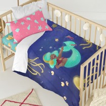 Duvet cover set HappyFriday Mr Fox Happy mermaid Multicolour Baby Crib 2 Pieces