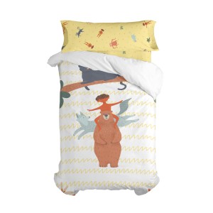 Parure de couette HappyFriday Mr Fox Jungle life  Multicouleur Lit 1 persone 2 Pièces