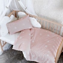 Duvet cover set HappyFriday Basic Kids Pink Baby Crib 2 Pieces