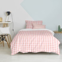 Duvet cover set HappyFriday Basic Kids Pink Single Gingham 2 Pieces