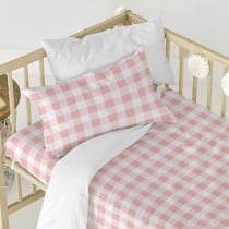 Parure de couette HappyFriday Basic Kids Rose Lit de bébé Vichy 2 Pièces