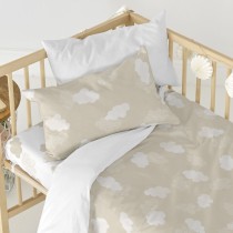 Parure de couette HappyFriday Basic Kids Beige Lit de bébé 2 Pièces