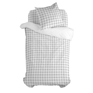 Duvet cover set HappyFriday Basic Kids Grey Single Gingham 2 Pieces