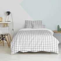 Duvet cover set HappyFriday Basic Kids Grey Single Gingham 2 Pieces