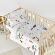 Parure de couette HappyFriday Mini savanna Multicouleur Lit de bébé 2 Pièces