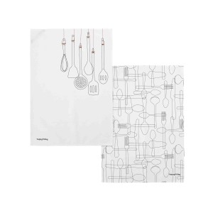 Tissu de cuisine HappyFriday Cutlery Multicouleur 70 x 50 cm (2 Unités)