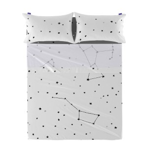 Drap HappyFriday Blanc Constellation Multicouleur 180 x 270 cm (Etoiles)