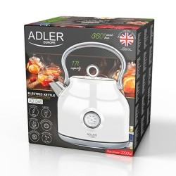 Bouilloire Adler AD 1346w Blanc métallique Acier inoxydable 1850-2200 W 1,7 L