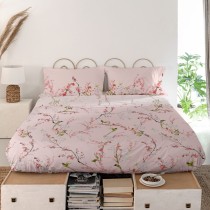 Drap HappyFriday Chinoiserie rose Multicouleur 260 x 270 cm (asiatico/oriental)