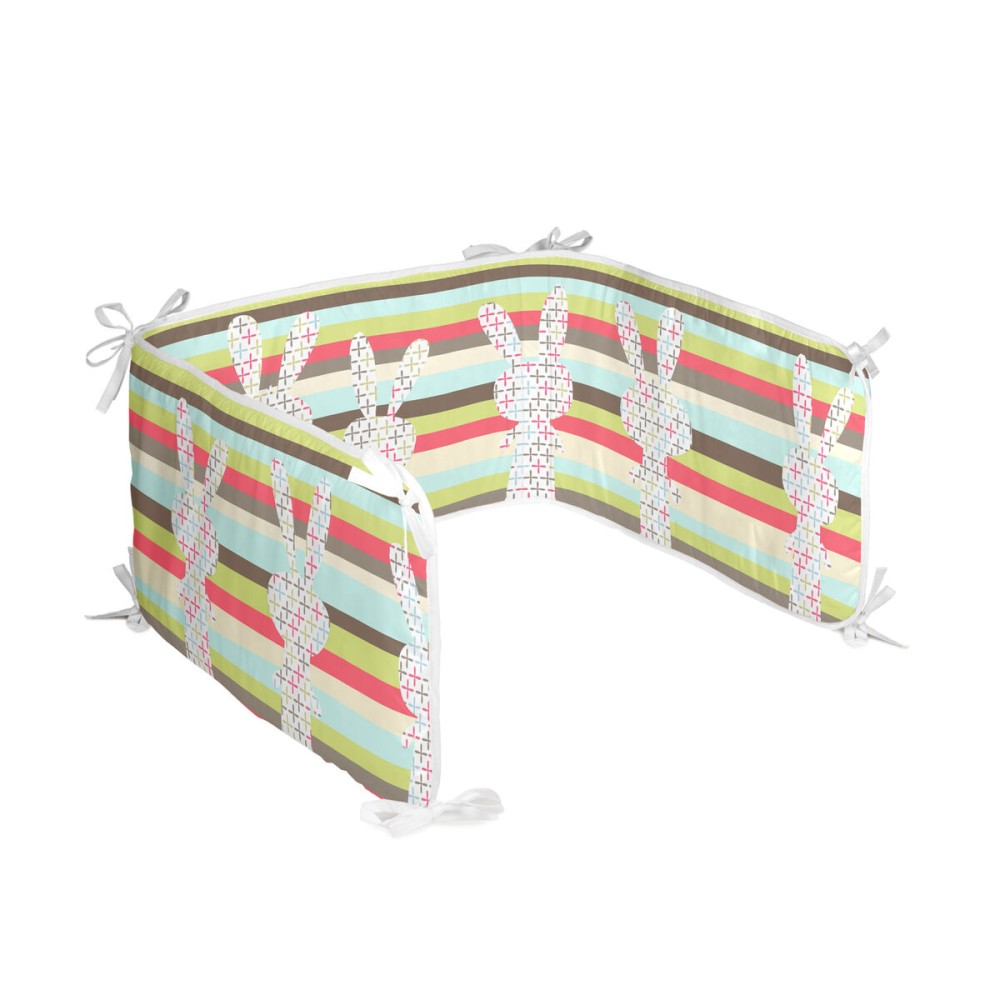 Cot protector HappyFriday Moshi Moshi Rabbit family Multicolour 210 x 40 cm