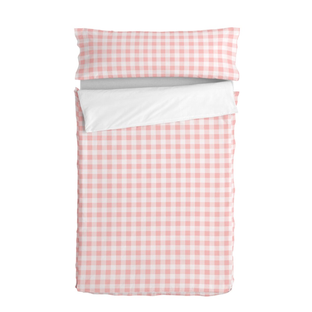 Housse de couette non rembourrée HappyFriday Basic Kids Vichy Rose 90 x 200 cm