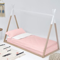 Housse de couette non rembourrée HappyFriday Basic Kids Vichy Rose 90 x 200 cm