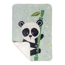 Blanket HappyFriday Moshi Moshi Panda Garden Blue Multicolour Microfibre 110 x 140 cm