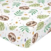 Spannbetttuch HappyFriday Moshi Moshi Happy Sloth Bunt 70 x 140 x 14 cm