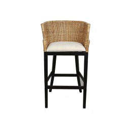 Tabouret Romimex Noir Naturel Bambou Rotin 58 x 110 x 60 cm