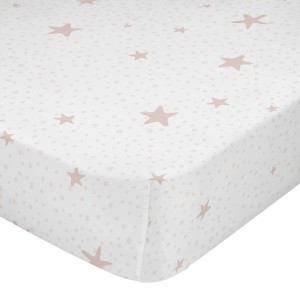 Bettlaken HappyFriday BASIC KIDS Weiß Rosa 60 x 120 x 14 cm Sterne