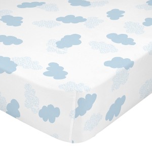 Bettlaken HappyFriday BASIC KIDS Blau 60 x 120 x 14 cm Wolken