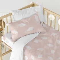 Fitted sheet HappyFriday BASIC KIDS Pink 60 x 120 x 14 cm Clouds