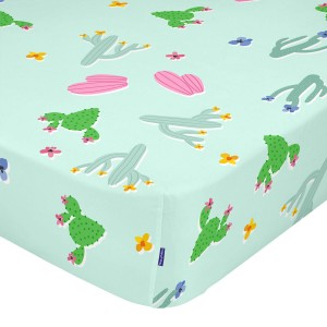 Drap housse HappyFriday MOSHI MOSHI Multicouleur Vert clair 60 x 120 x 14 cm Cactus