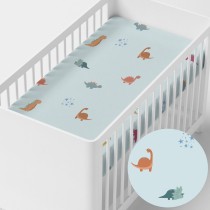 Bettlaken HappyFriday MINI Blau Bunt 60 x 120 x 14 cm Dinosaurier