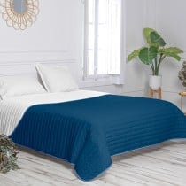 Reversible Bedspread HappyFriday Basic Dash White Navy Blue 240 x 260 cm