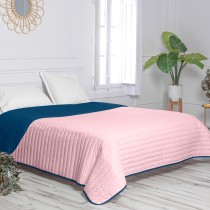 Couette réversible HappyFriday Basic Dash Rose Blue marine 270 x 260 cm