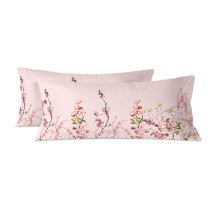 Taie d'oreiller HappyFriday Chinoiserie rose Multicouleur Lit king size 150 Fils 45 x 110 cm (2 Unités)