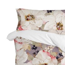 Taie d'oreiller HappyFriday White Peonies Multicouleur 45 x 110 cm