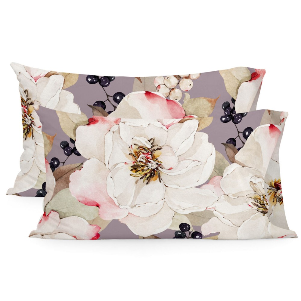 Pillowcase HappyFriday White Peonies Multicolour 50 x 75 cm (2 Units)