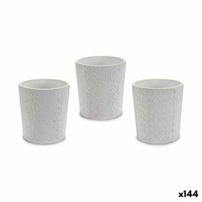 Cache-pot Modèle Blanc Céramique 12,3 x 12 x 12,3 cm (144 Unités)