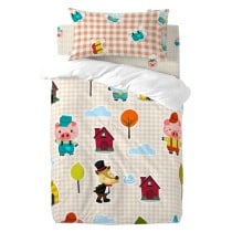 Taie d'oreiller HappyFriday Mr Fox Piggys Vichy Multicouleur 50 x 75 cm