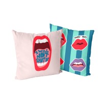 Housse de coussin HappyFriday Aware Lips Multicouleur 50 x 50 cm 2 Pièces