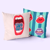 Housse de coussin HappyFriday Aware Lips Multicouleur 50 x 50 cm 2 Pièces