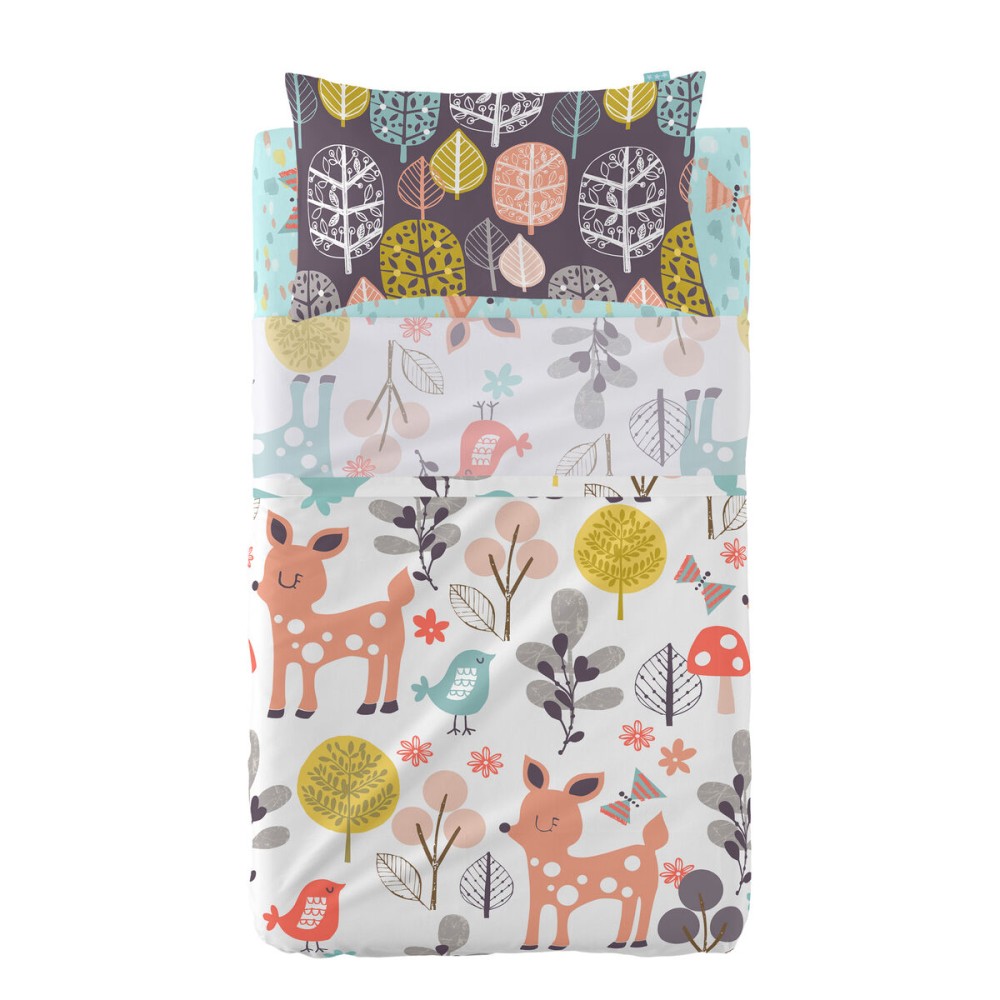 Jeu de draps HappyFriday Moshi Moshi Woodland Multicouleur Lit de bébé 2 Pièces