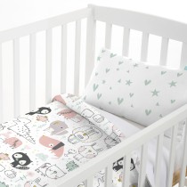 Parure de couette HappyFriday Moshi Moshi Best Buddies Multicouleur Lit de bébé 2 Pièces