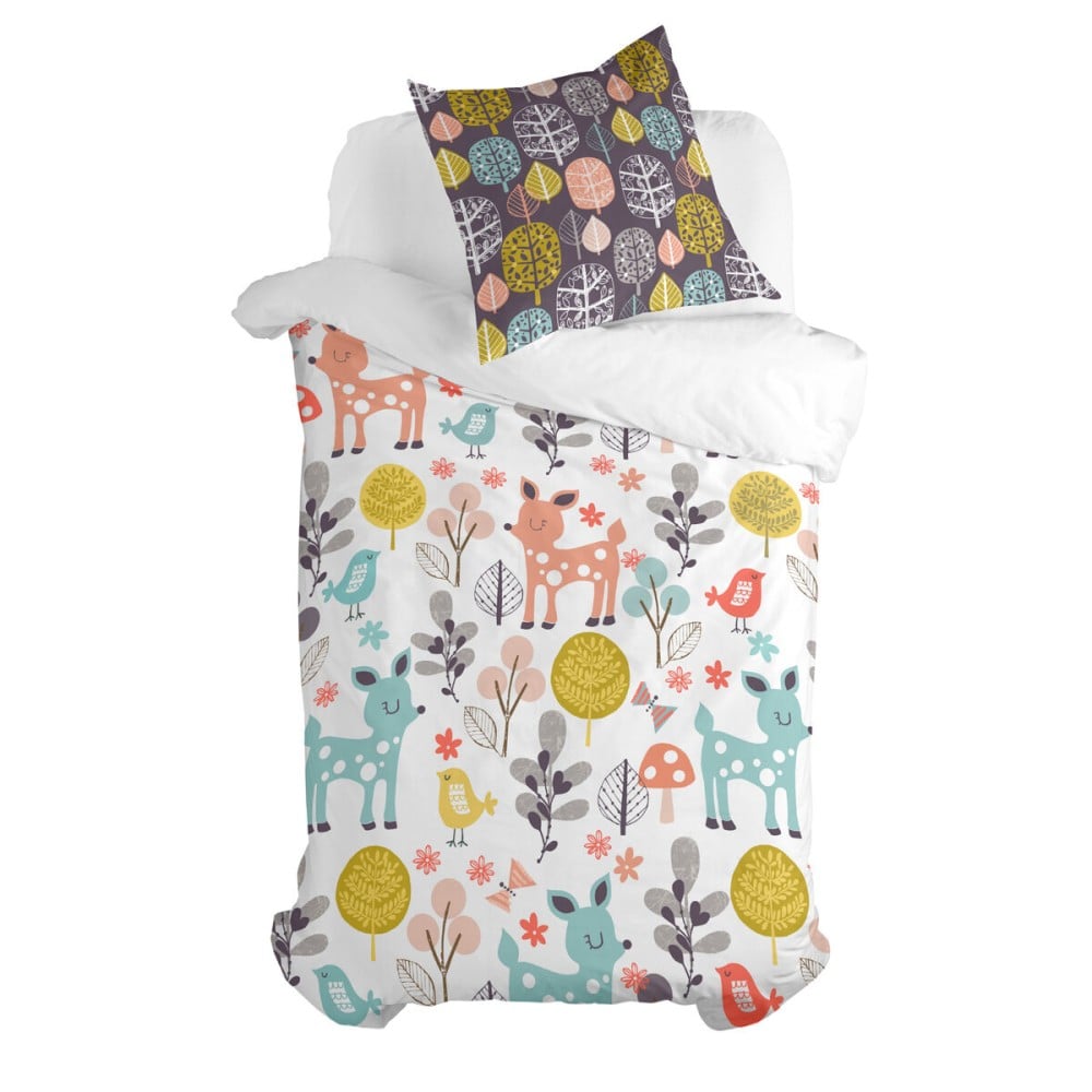 Parure de couette HappyFriday Moshi Moshi Woodland Multicouleur Lit 1 persone 2 Pièces