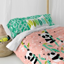 Duvet cover set HappyFriday Moshi Moshi Panda Garden Pink Single 2 Pieces