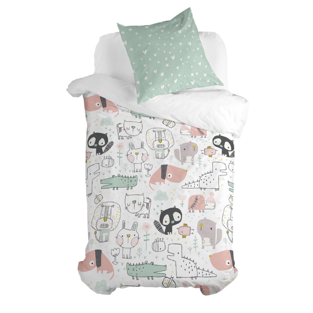 Parure de couette HappyFriday Moshi Moshi Best Buddies Multicouleur Lit 1 persone 2 Pièces