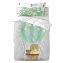 Duvet cover set HappyFriday Happynois Air Balloon Multicolour Baby Crib 2 Pieces