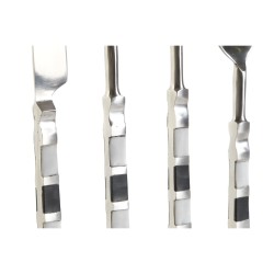 Cutlery DKD Home Decor Black Silver Resin Stainless steel 4,5 x 1,5 x 22 cm 16 Pieces