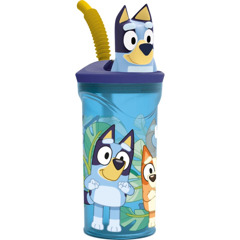 Cup with Straw Bluey Sky blue PVC 3D 360 ml